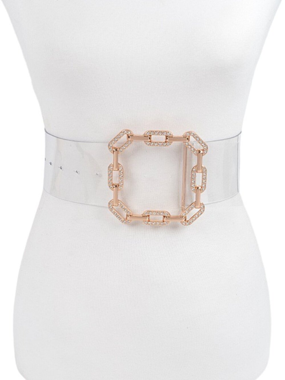 BNWT Plus Size Crystal Rhinestone Square Buckle Cleared Transparent Fashion Belt